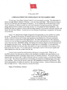 247th Marine Corps Birthday Message from the Commandant of the Marine Corps. November 10, 2022